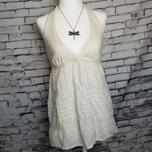 Blue Asphalt Lace Cotton Halter Top